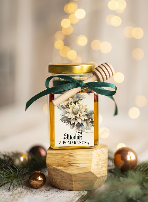 MIODY KONFITURY SOKI Drobne prezenty dla firm miód z maliną i miodownikiem , drobne upominki na święta dla pracowników
