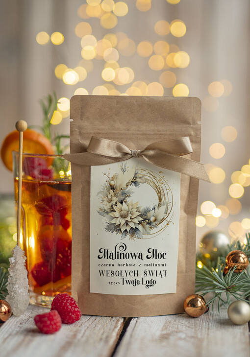 HERBATA KAWA herbata swiateczna prezent, Upominki firmowe na Boże Narodzenie czarna herbata malinowa, Herbata świąteczna drobne prezenty na święta dla pracowników, bożonarodzeniowy prezent herbata świateczna