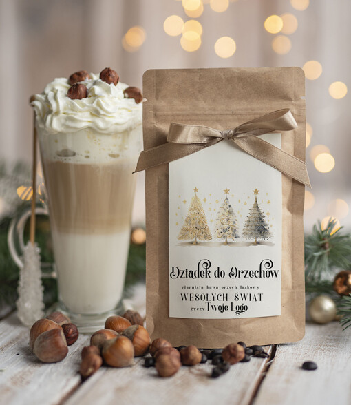 HERBATA KAWA Drobne prezenty dla firm na boże narodzenie kawa orzechowa, drobne upominki na święta dla pracowników, świąteczna kawa orzech laskowy dla pracowników i kontrahentów