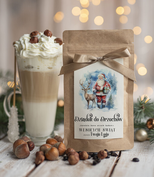 HERBATA KAWA Drobne prezenty dla firm na boże narodzenie kawa orzechowa, drobne upominki na święta dla pracowników, świąteczna kawa orzech laskowy dla pracowników i kontrahentów