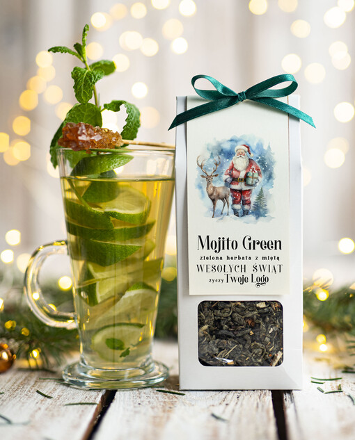HERBATA KAWA herbata swiateczna prezent, Upominki firmowe na Boże Narodzenie zielona herbata mojito, Herbata świąteczna drobne prezenty na święta dla pracowników, bożonarodzeniowy prezent herbata świateczna