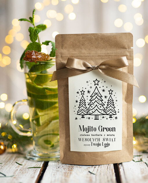 HERBATA KAWA herbata swiateczna prezent, Upominki firmowe na Boże Narodzenie zielona herbata mojito, Herbata świąteczna drobne prezenty na święta dla pracowników, bożonarodzeniowy prezent herbata świateczna