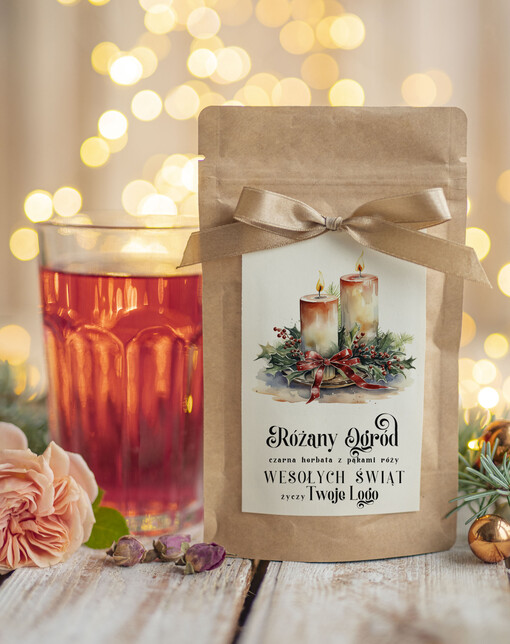 HERBATA KAWA herbata swiateczna prezent, Upominki firmowe na Boże Narodzenie herbata świąteczna pakami róży, Herbata świąteczna drobne prezenty na święta dla pracowników, bożonarodzeniowy prezent herbata świateczna