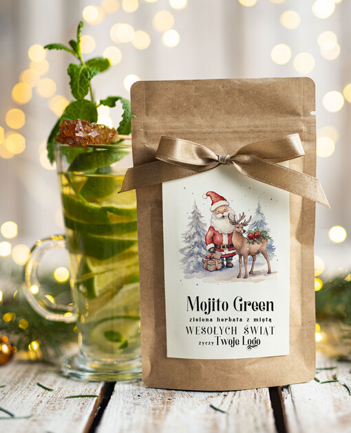HERBATA KAWA herbata swiateczna prezent, Upominki firmowe na Boże Narodzenie zielona herbata mojito, Herbata świąteczna drobne prezenty na święta dla pracowników, bożonarodzeniowy prezent herbata świateczna