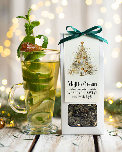 HERBATA KAWA herbata swiateczna prezent, Upominki firmowe na Boże Narodzenie zielona herbata mojito, Herbata świąteczna drobne prezenty na święta dla pracowników, bożonarodzeniowy prezent herbata świateczna