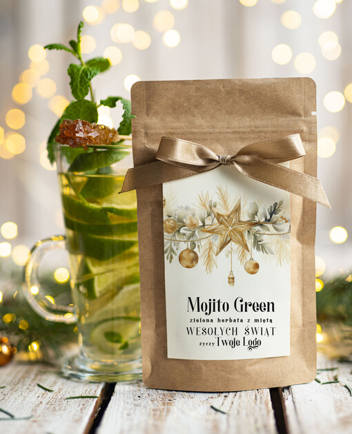 HERBATA KAWA herbata swiateczna prezent, Upominki firmowe na Boże Narodzenie zielona herbata mojito, Herbata świąteczna drobne prezenty na święta dla pracowników, bożonarodzeniowy prezent herbata świateczna
