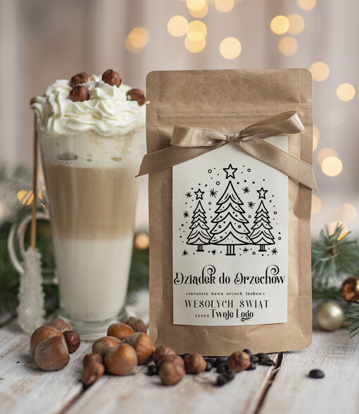 HERBATA KAWA Drobne prezenty dla firm na boże narodzenie kawa orzechowa, drobne upominki na święta dla pracowników, świąteczna kawa orzech laskowy dla pracowników i kontrahentów