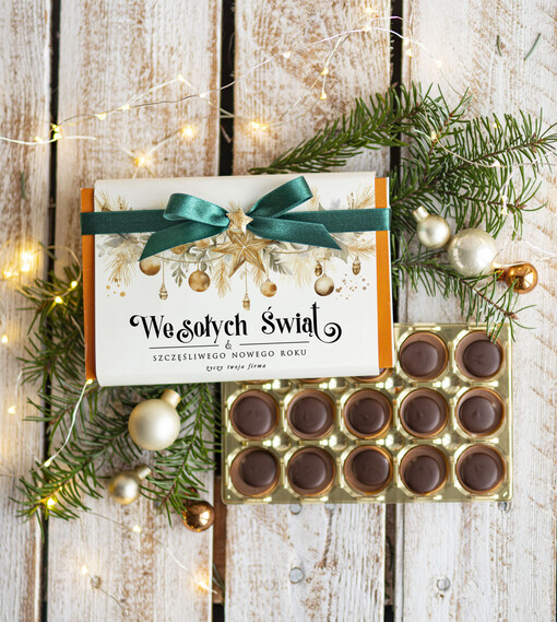 CZEKOLADA/ pralinki/ bomboniery czekoladki bombonierka na prezent świąteczny z logo,  Drobne prezenty dla firm świąteczne czekoladki z życzeniami, Bombonierka świąteczna z życzeniami, drobne upominki na święta dla pracowników, świąteczne gadżety  kontrahentów