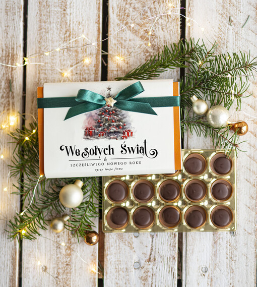 CZEKOLADA/ pralinki/ bomboniery czekoladki bombonierka na prezent świąteczny z logo,  Drobne prezenty dla firm świąteczne czekoladki z życzeniami, Bombonierka świąteczna z życzeniami, drobne upominki na święta dla pracowników, świąteczne gadżety  kontrahentów