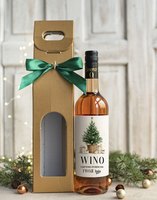 GRZANIEC Grzaniec ze świąteczną etykietą w kartonie w z nadrukiem, firmowe prezenty dla klientów, upominki biznesowe dla firm