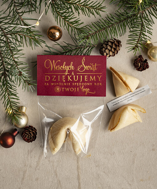 drobne prezenty słodkości miody ciasteczka ciasteczko z wróżbą podziękowania dla klientki salonu kosmetycznego, prezent od fryzjerki dla klientek, upominek  bożonarodzeniowy gadzet od stylistki rzes