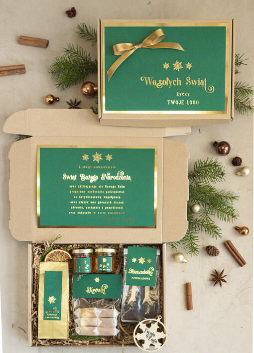 mini zestawy  upominki świąteczne dla klientów z logo firmy Mini boxy prezentowe biznesowe Upominki