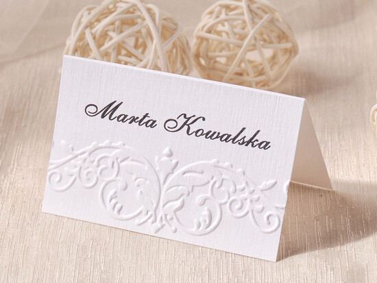 Winietki szlacheckie ozdobne winietki na ślub wizytówki dla gości weselnych wytłaczane delikatne i eleganckie 05/szlnn/w