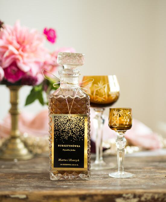 Zawieszki na butelki glamour ślubne zawieszki na alkohol, złote ze śmieszną treścią 08/Glz3/zw