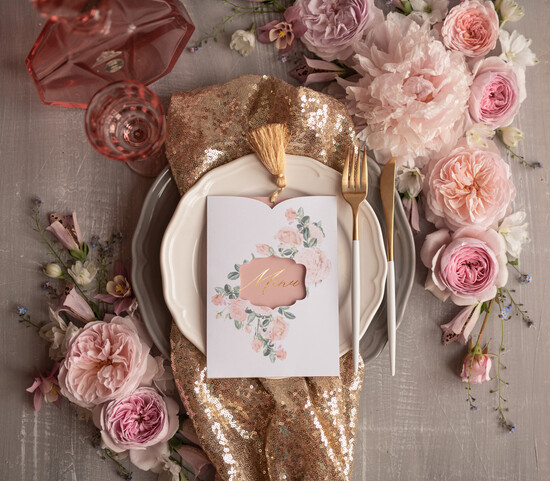 Menu glamour weselne menu karta dań weselnych, złote i eleganckie na klasyczne wesele 1/lamchw/m