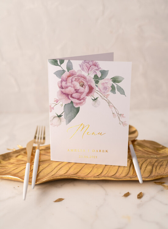 Menu glamour karta dań weselnych menu weselne plan podawania posiłków zlocone napisy dowolna treść 09/CBL/m