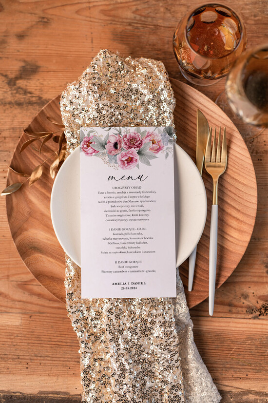Menu glamour weselne menu karta potraw weselnych, eleganckie zlocone litery wasza treść 3/geokap/m