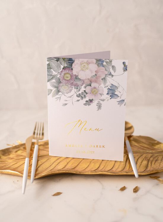 Menu glamour ślubne menu karta potraw weselnych, złote lub srebrne napisy wasza treść 03/goldw/m