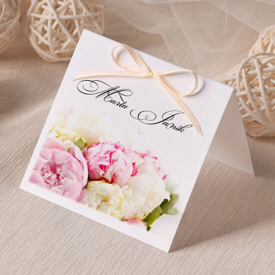 Winietki flower power ozdobne winietki na ślub wizytówki dla gości weselnych boho wesele piekne kwiaty 14/fpn/w