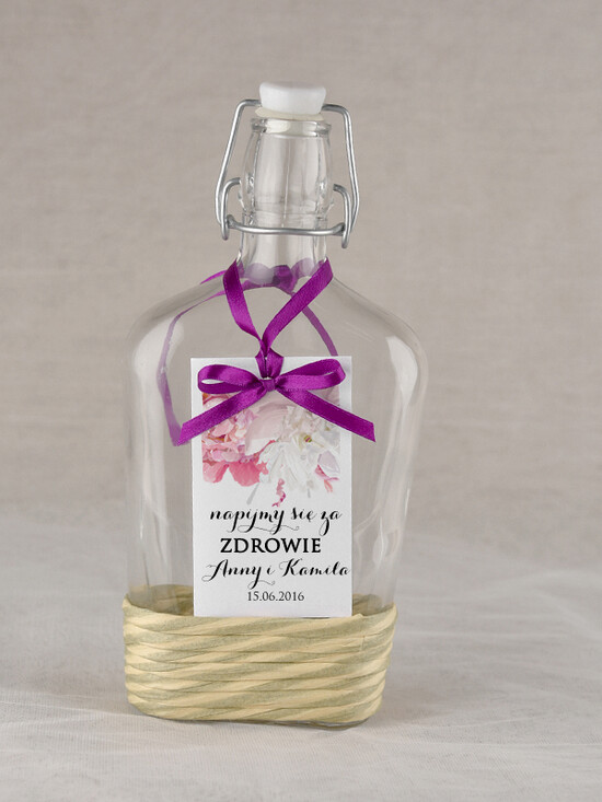 Zawieszki na butelki rustykalne etykieta na alkohol weselny, rustykalne z waszą treścią 27/rst/zw