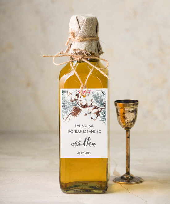 Zawieszki na butelki rustykalne etykieta na alkohol weselny, rustykalne i ekologiczne 62/rstPOz/zw