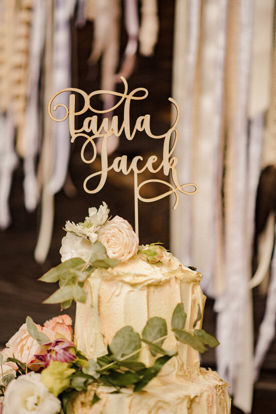 Figurki na tort / cake topper statuetki drewniane figurki na tort weselny    01/BohoP/ST