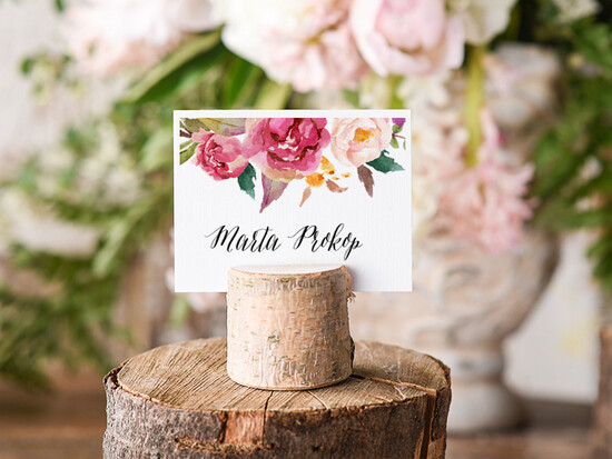 Winietki Boho/etno/pióra eleganckie winietki na stół weselny wizytówki ślubne 01/BHszK/wDR