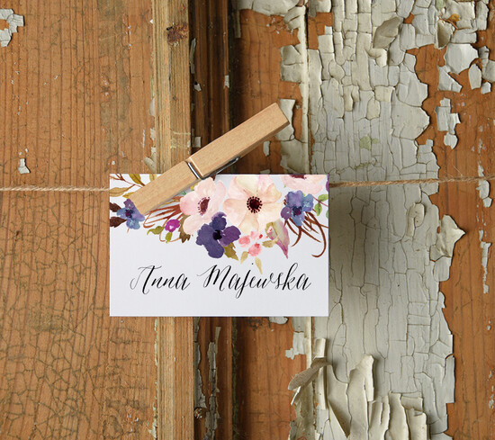 Winietki Boho/etno/pióra ozdobne winietki na ślub wizytówki dla gości weselnych 02/BHszK/wKL