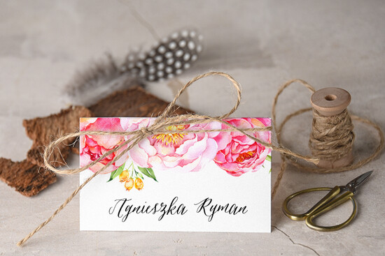 Winietki Boho/etno/pióra winietki ślubne wizytówki na stół weselny 02/glBH1/w