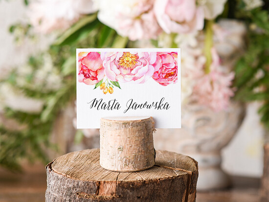 Winietki Boho/etno/pióra ślubne winietki na stół weselny 02/glBH1/wDR