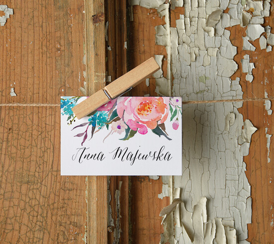 Winietki Boho/etno/pióra ślubne winietki na stół weselny 03/BHszR/wKL