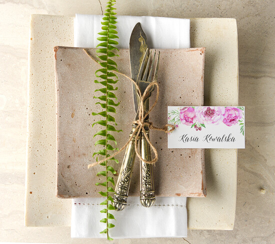 Winietki Boho/etno/pióra ręcznie robione winietki ślubne wizytówki dla gości weselnych 03/BHszF/wP