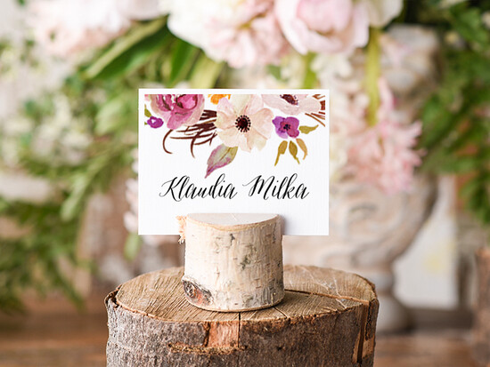 Winietki Boho/etno/pióra ślubne winietki wizytówki dla gości weselnych 05/BHsz1/wDR