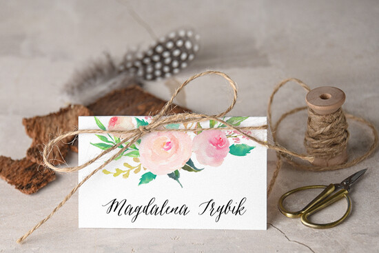 Winietki Boho/etno/pióra winietki ślubne wizytówki dla gości weselnych 06/BHsz1/w