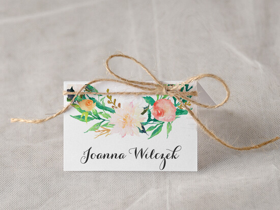 Winietki Boho/etno/pióra ręcznie robione winietki ślubne wizytówki dla gości weselnych 07/bhSz/w