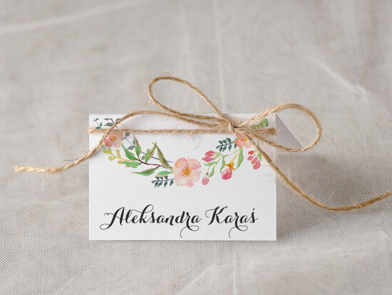 Winietki Boho/etno/pióra karteczki ślubne winietki weselne 09/bhSz/w