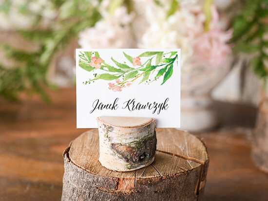 Winietki Boho/etno/pióra ręcznie robione winietki ślubne wizytówki dla gości weselnych 13/bhSZ/wDR