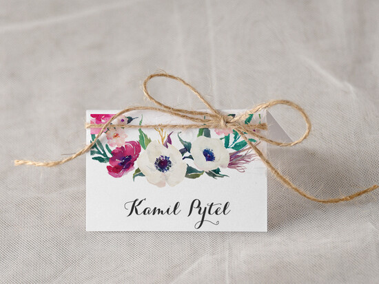 Winietki Boho/etno/pióra ręcznie robione winietki ślubne wizytówki dla gości weselnych 14/bhSz/w