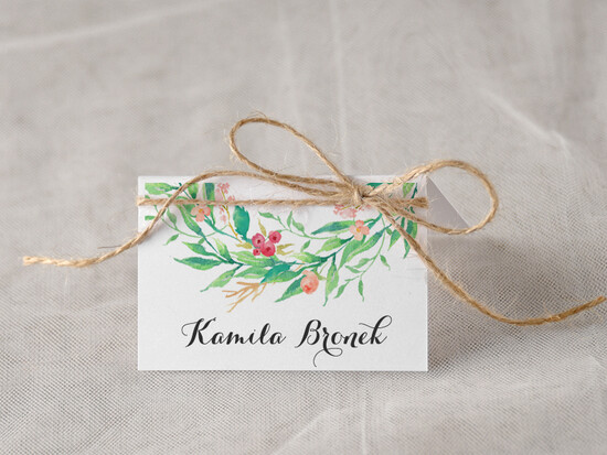 Winietki Boho/etno/pióra usadzenie gości na weselu winietki 16/bhSz/w