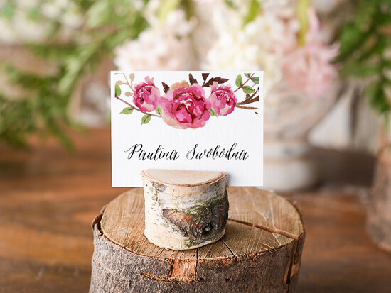 Winietki Boho/etno/pióra ozdobne winietki na ślub wizytówki dla gości weselnych 20/bhSZ/wDR