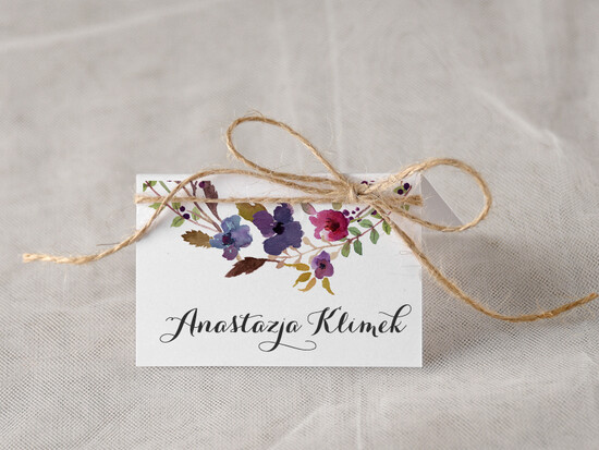 Winietki Boho/etno/pióra ślubne winietki na stół weselny 20/bhSZ/w