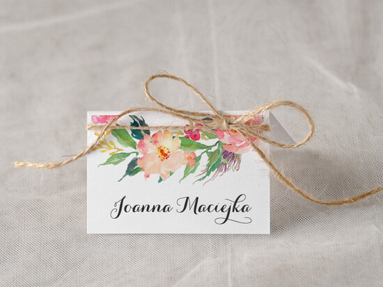 Winietki Boho/etno/pióra karteczki ślubne winietki weselne 22/bhSz/w