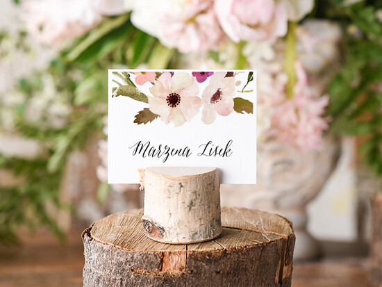 Winietki Boho/etno/pióra winietki ślubne wizytówki dla gości weselnych 23/bhSZ/wDR