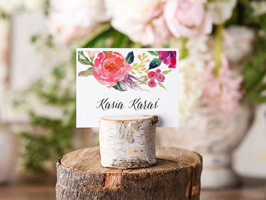 Winietki Boho/etno/pióra ślubne winietki wizytówki dla gości weselnych 25/bhSZ/wDR