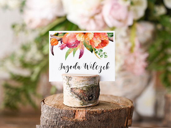 Winietki Boho/etno/pióra winietki ślubne wizytówki dla gości weselnych 26/cc/wDR