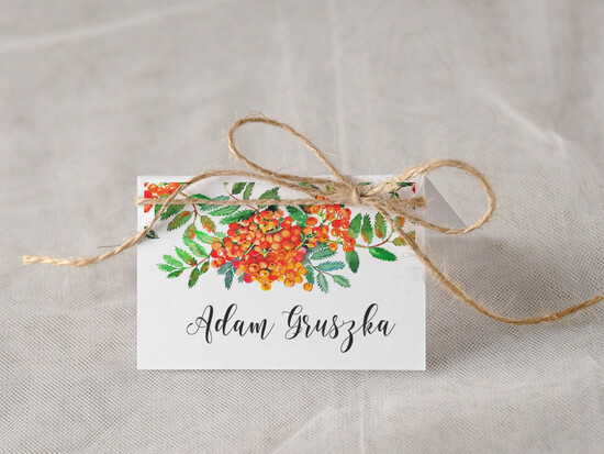 Winietki Boho/etno/pióra ślubne wizytówki winietki na stół weselny 44/cc/w