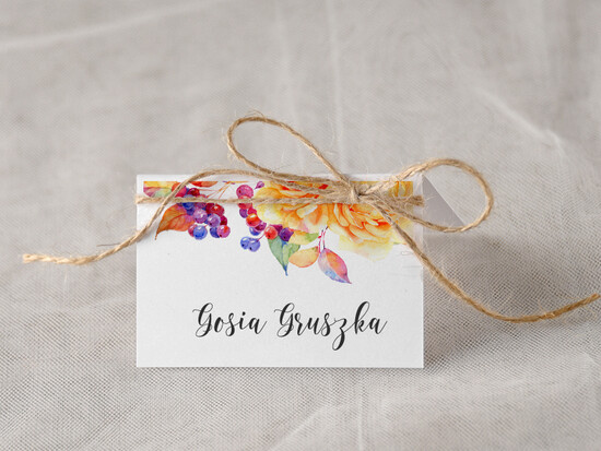 Winietki Boho/etno/pióra ślubne winietki wizytówki dla gości weselnych 45/cc/w