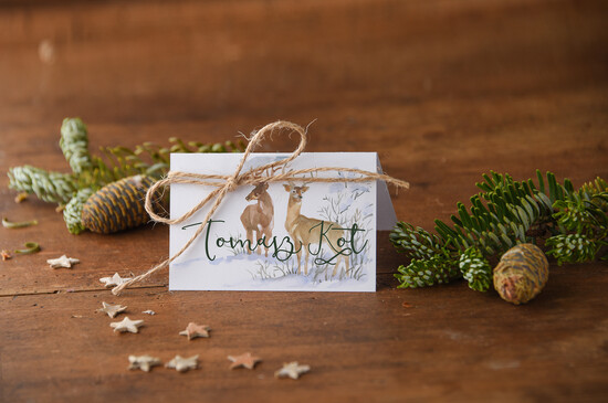 Winietki Boho/etno/pióra eleganckie winietki na stół weselny wizytówki ślubne 61/ccP/w