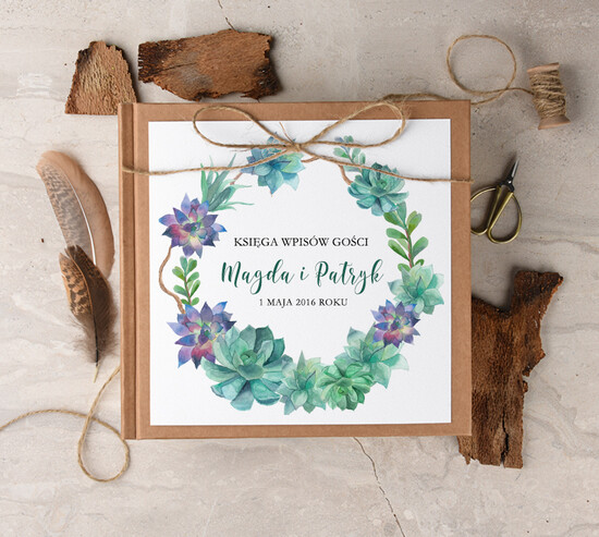 Księgi wpisów gości Boho/etno/pióra fotoalbum ślubny i ksiega gosci weselnych w jednym, w stylu boho z motywam kwiatowym 06/CC/kwg