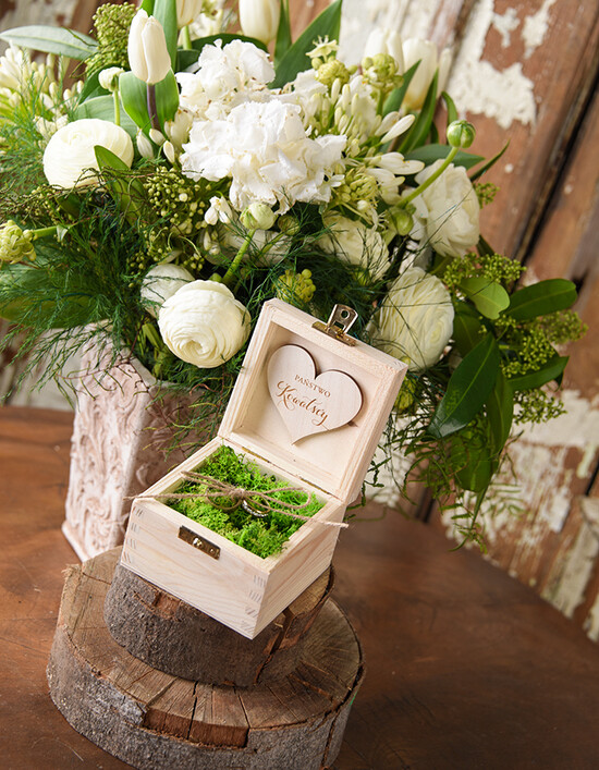 Pudełka Szkatułki na Obrączki szkatułki ślubne pudełko na obrączki rustykalna szkatułka ślubna z mchem  02M/DRP2/szk